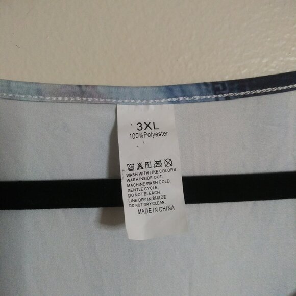 Women’s Abstract Brushstroke Tunic Top 3XL Multicolor Long Sleeve 100% Polyester - Picture 4 of 6